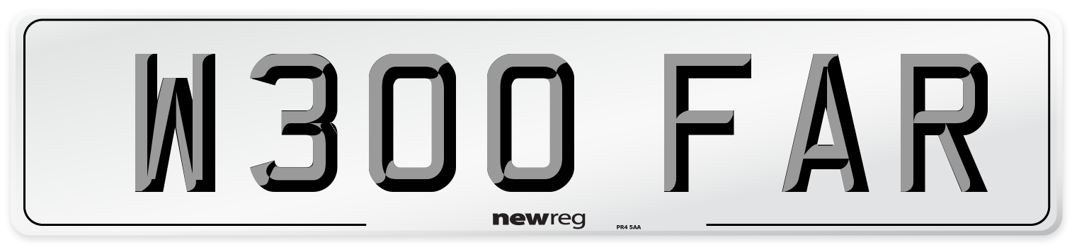 W300 FAR Number Plate from New Reg